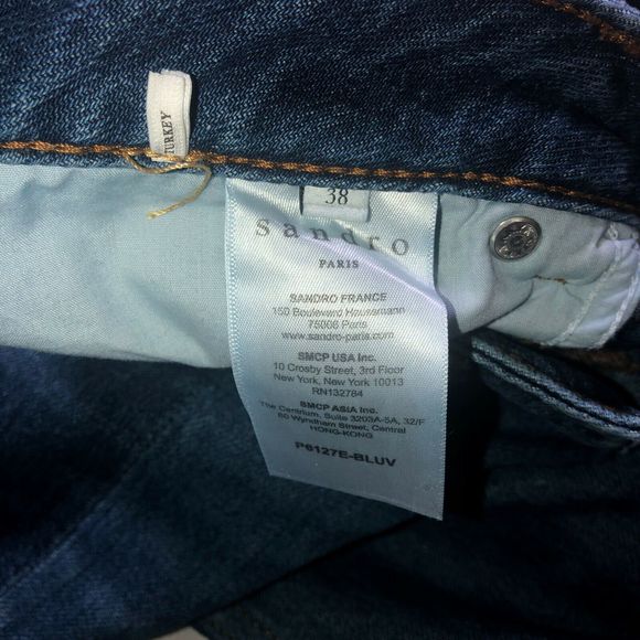 Sandro Paris Crop Patchwork denim Jeans Exposed Zipper Size 38 EU - Picture 11 of 11